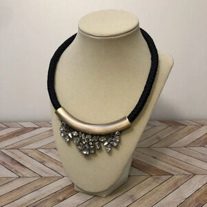 Vintage Ann Taylor Loft Choker Cleopatra Necklace Faux Rhinestone Silver Tone